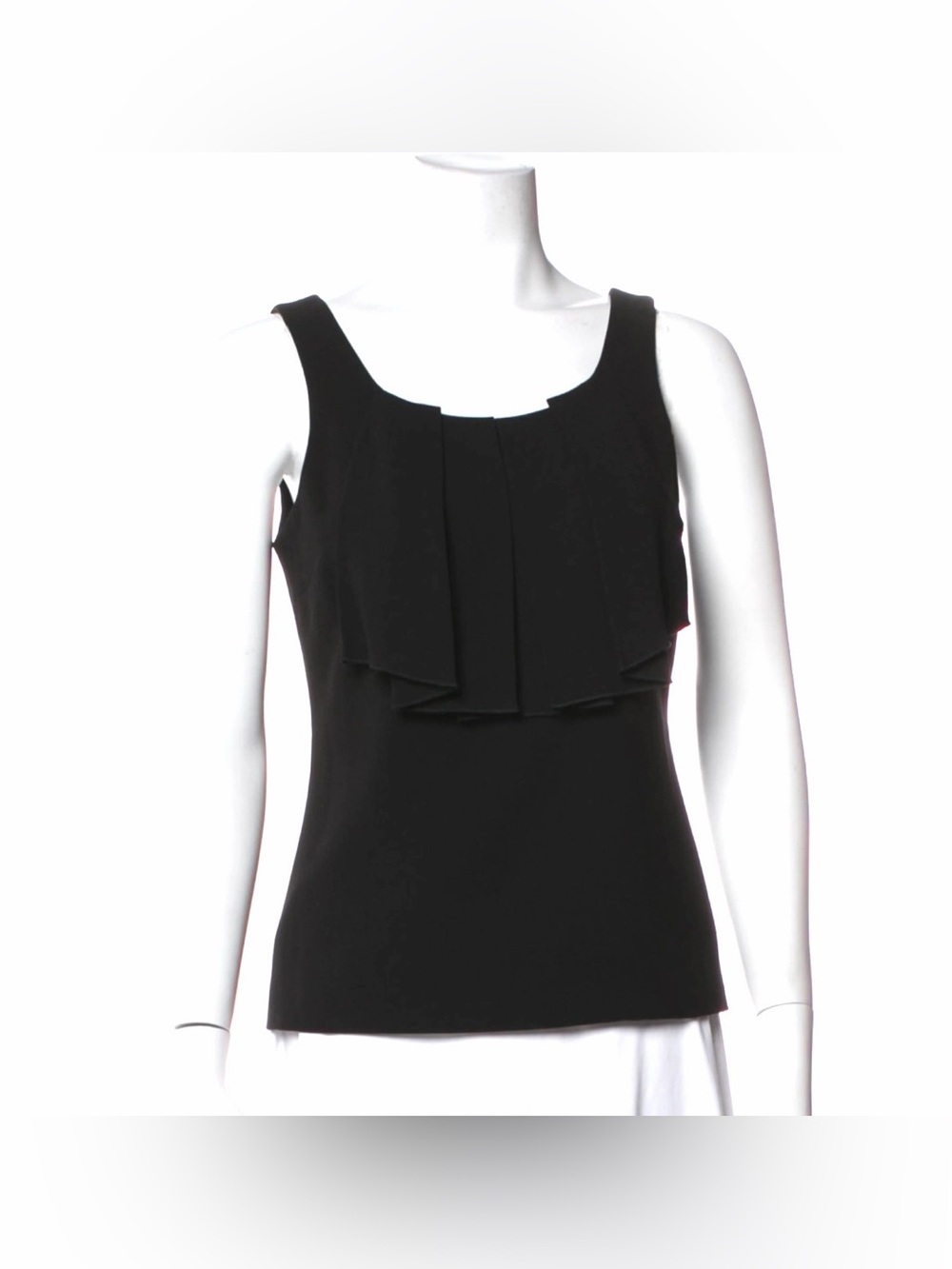 Tory Burch Pleated Ruffle Black Tank Top Size 8